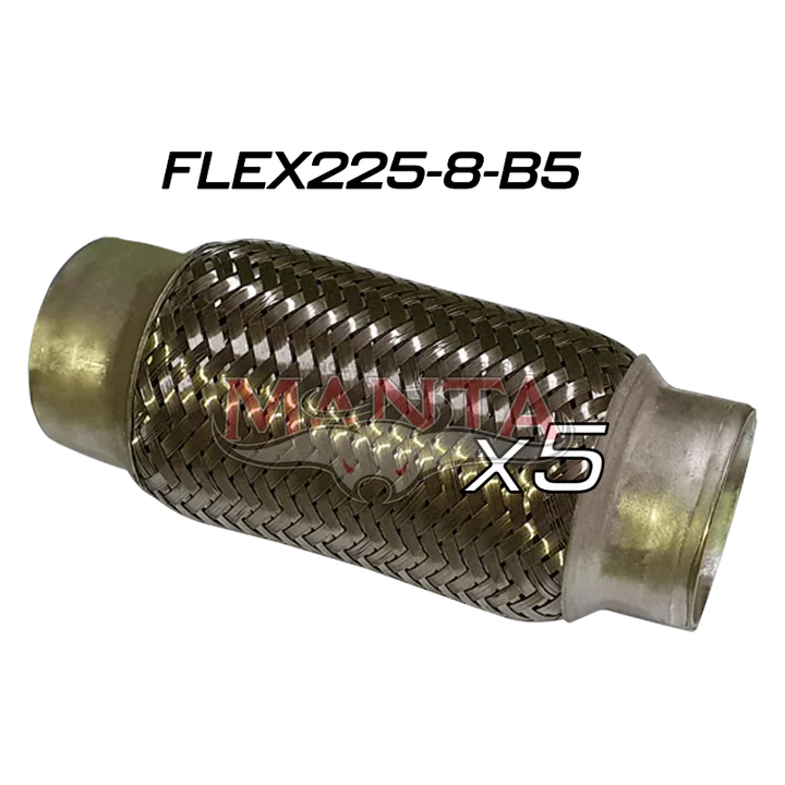 (Pack 5) 2 1/4in ID x 203mm (8in) Stainless Steel Flex Bellow, Double Braided Liner product image