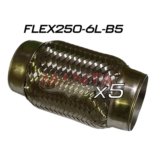 (Pack 5) 2 1/2in ID x 152mm (6in) Stainless Steel Flex Bellow With Interlock Tube Liner product image
