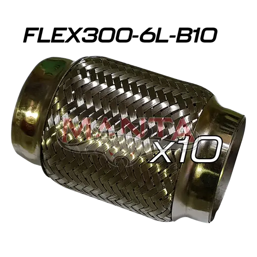 (Pack 10) 3in ID x 152mm (6in) Stainless Steel Flex Bellow With Interlock Tube Liner product image
