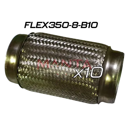 (Pack 10) 3 1/2in ID x 203mm (8in) Stainless Steel Flex Bellow Double Braided Liner product image