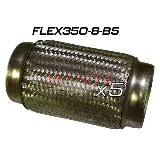 (Pack 5) 3 1/2in ID x 203mm (8in) Stainless Steel Flex Bellow Double Braided Liner product image