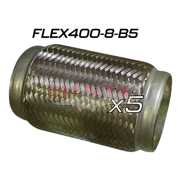 (Pack 5) 4in ID x 203mm (8in) Stainless Steel Flex Bellow Double Braided Liner product image