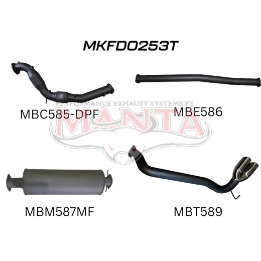 Ford PX2 & PX3 Ranger 3in Turbo Back With Cat & Muffler, Twin Tip Side Exit product image