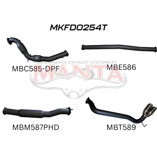 Ford PX2 & PX3 Ranger 3in Turbo Back With Cat & Hotdog, Twin Tip Side Exit product image