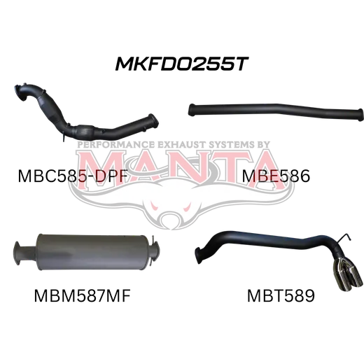 Ford PX2 & PX3 Ranger 3in Turbo Back Without Cat & With Muffler, Twin Tip Side Exit product image
