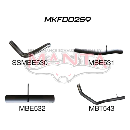 Ford F250 7.3L V8 Auto, LWB (4013mm Wheelbase) 4in Turbo Back With Muffler product image