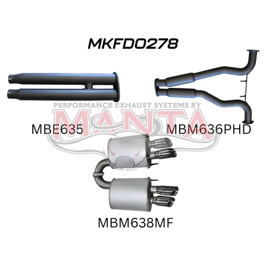 Mustang FN 5.0L V8 2018-23, 3in Dual Catback, Centre Hotdogs & Rear Mufflers 4in Quad Tips product image