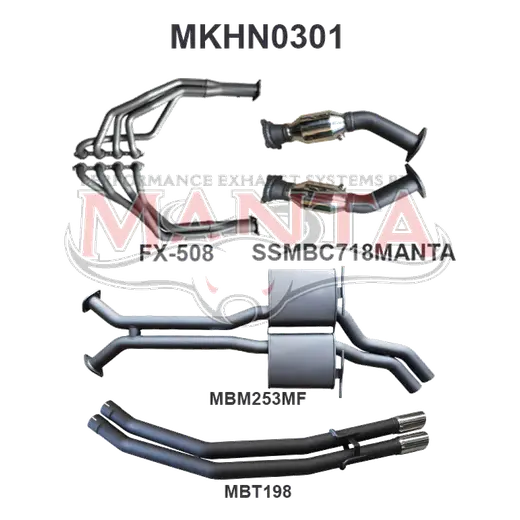 Holden WK WL S/MAN V8 2.5in Dual With Extractors Muffler/Tailpipe product image