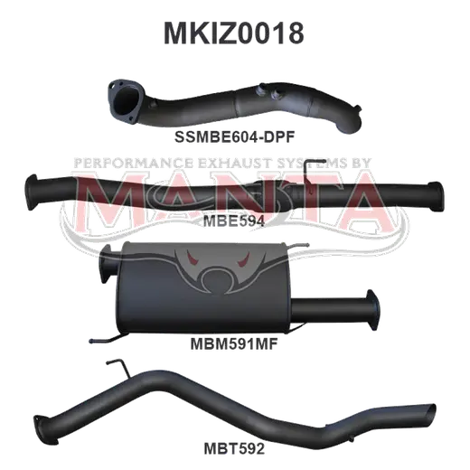 Isuzu MU-X Jan 2017-2025 3.0L DPF Turbo Back Without Cat With Muffler product image