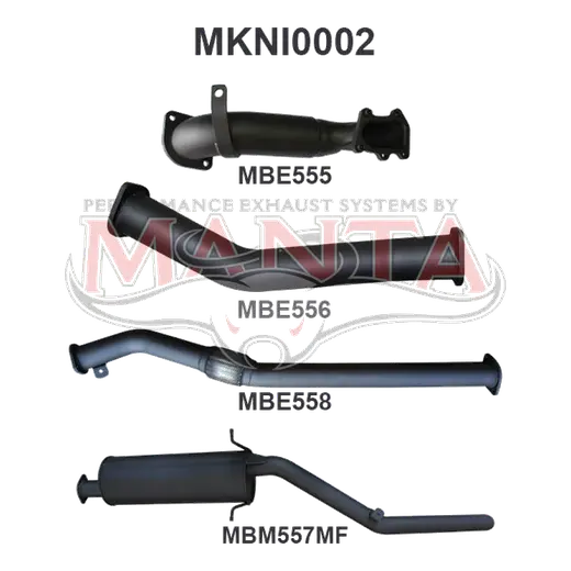 Nissan Navara D22 3.0L 3in Exhaust Without Cat, with Muffler product image