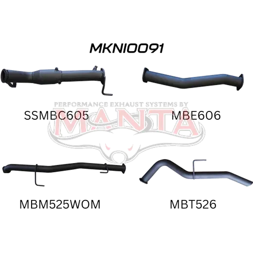 Nissan NP300 Navara 3in Turbo Back Exhaust System With Cat, WOM product image