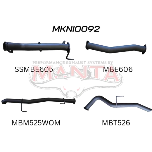 Nissan NP300 Navara 3in Turbo Back Exhaust System Without Cat, WOM product image