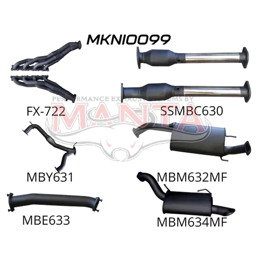 Nissan Patrol Y62 V8 5.6L Wagon 3in Full Exhaust System - Extractors, Hi Flow cats, muffler centre product image
