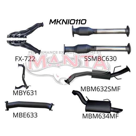 Nissan Patrol Y62 V8 5.6L Wagon 3in Full System-Extractors, Hi Flow Cats, Medium, Sml Centre Muffler product image
