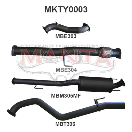 Toyota Hilux KUN26R 3.0L D4D 3in Muffler NO Cat product image