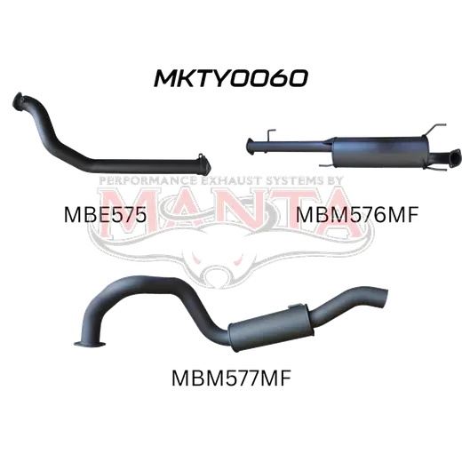 Prado KDJ120, KDJ150, 3.0L D4D Engine, 3in Turbo Back, Centre & Rear Muffler Without Cat product image