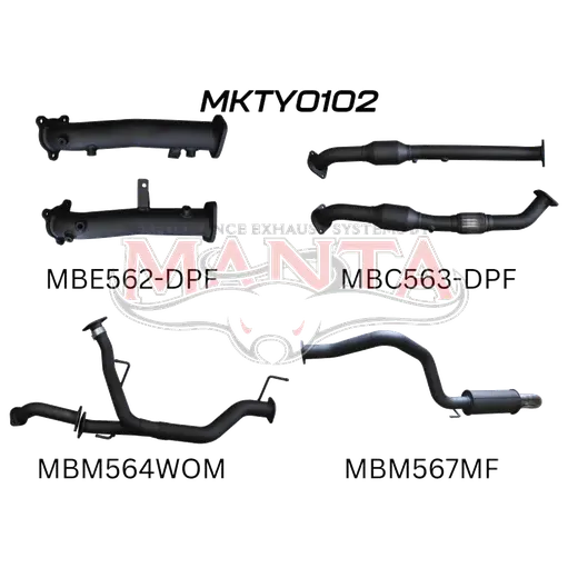 Toyota Landcruiser VDJ200 DPF 2.5in With Cat, Muffler Rear, Dump Tip product image
