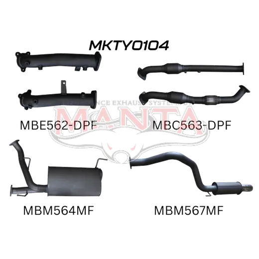 Toyota Landcruiser VDJ200 DPF 2.5in NO Cat Muffler Centre & Rear, Dump Tip product image