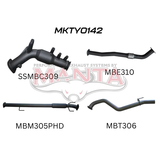 Toyota Hilux GUN126R 2.8L Turbo Back 3in Hotdog With Cat product image