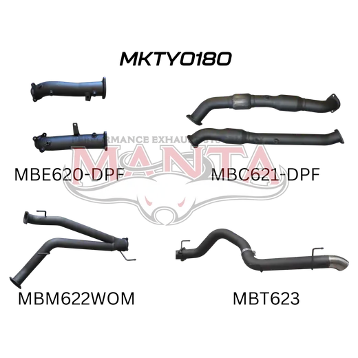 Toyota Landcruiser VDJ200 V8 DPF 3in Dual Turbo Back With Cats, NO MUFFLERS, 4in Tailpipe Exit product image