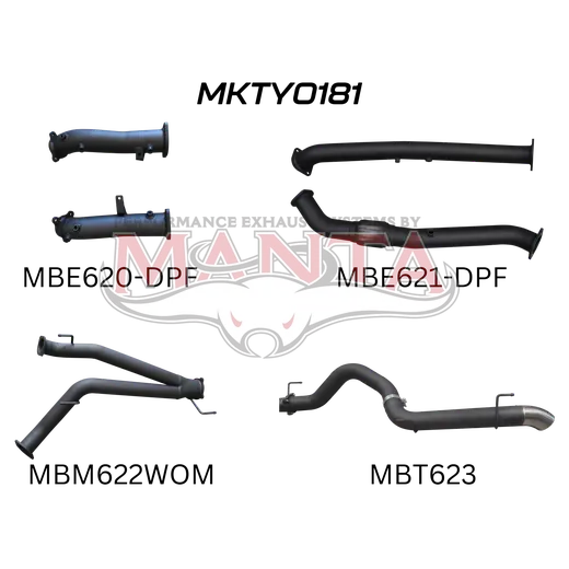 Toyota Landcruiser VDJ200 V8 DPF 3in Dual Turbo Back, Pipe Only system, 4in Tailpipe Exit product image