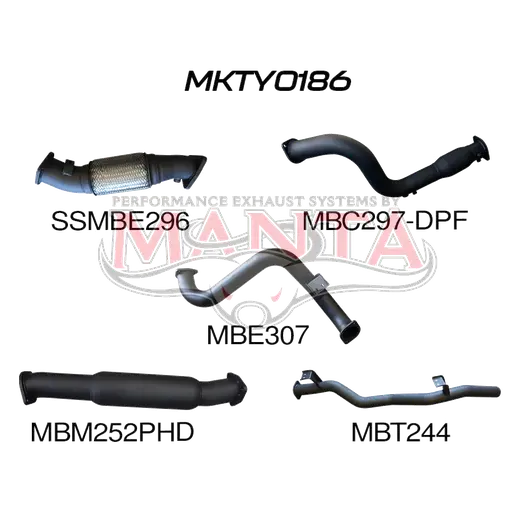 Toyota Landcruiser VDJ78 V8 Troopy 3in Turbo Back With Cat & Hotdog, DPF model product image