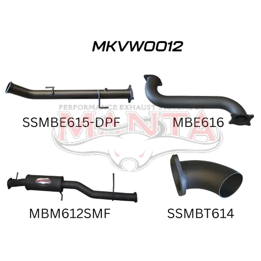 Volkswagen V6 Amarok 3in DUMP PIPE BACK With Resonator, Dump At Diff product image