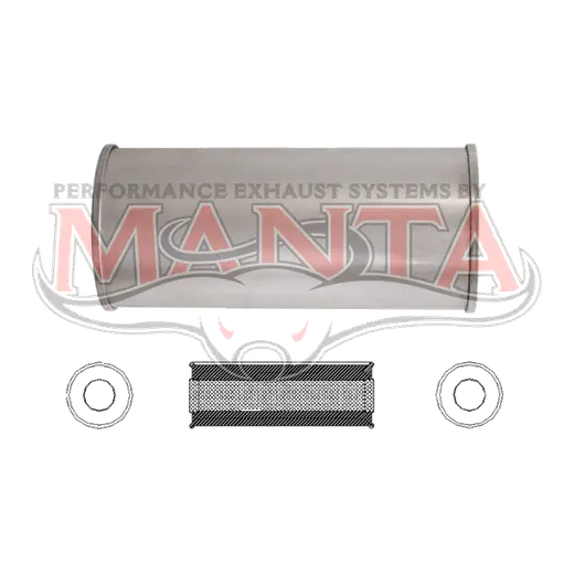 3in, 6in Round Centre/Centre, 14in (350mm) Long, Megaflow Muffler - Medium - Aluminised Steel product image
