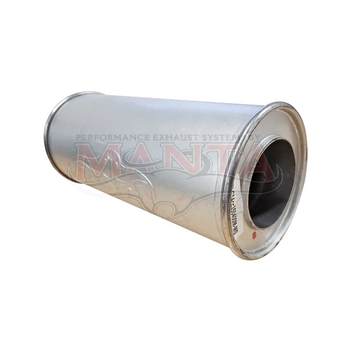 3 1/2in-4in In/Out, 6in Round Centre/Centre, 14in (350mm) Long, Megaflow Muffler Aluminised Steel product image