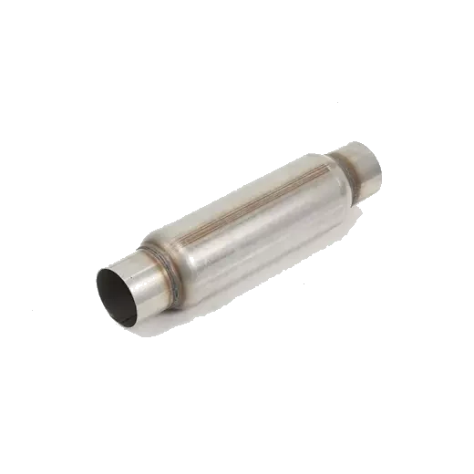 1 1/2in (38mm), 15in Long, Spiral Louvre Hotdog Resonator, With Spigots, Aluminised Steel product image