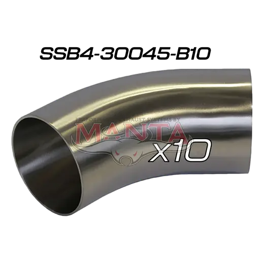 (Pack 10) 3in (76.2mm) 45deg Std Leg 409g Stainless Mandrel Bend product image