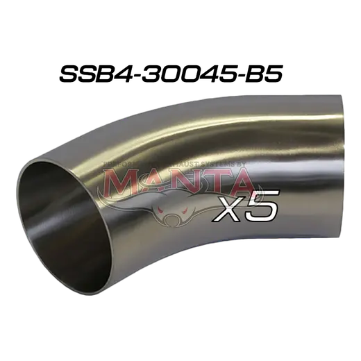 (Pack 5) 3in (76.2mm) 45deg Std Leg 409g Stainless Mandrel Bend product image