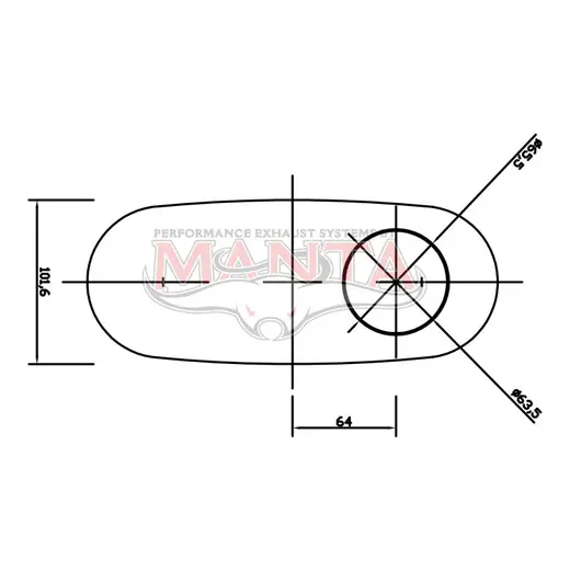 2 1/2in, 10in x 4in Oval Offset/Centre, 16in (400mm) Long, Triflow/Turbo Muffler - Quiet product image