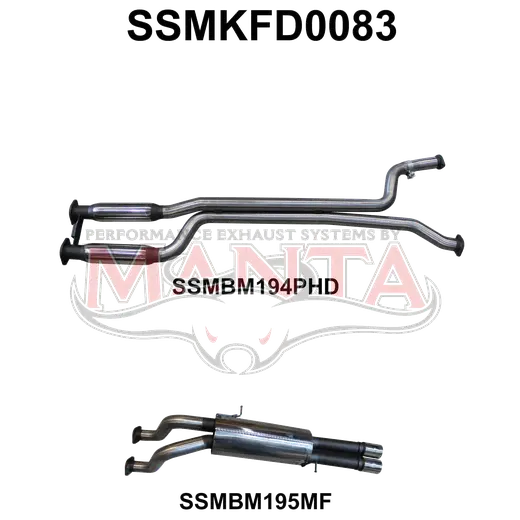 Ford Falcon AU V8 Ute 2.5in Dual Catback Hotdog/Muffler product image