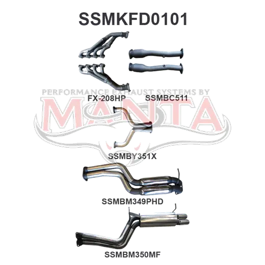 Ford BA BF V8 4V Sedan 2.5in Dual With Extractors Hotdog/Muffler product image