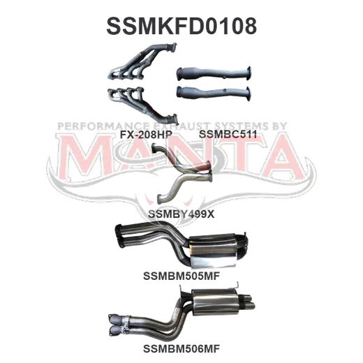 Ford BA BF V8 4V Sedan 3in Dual With Extractors Muffler/Muffler product image