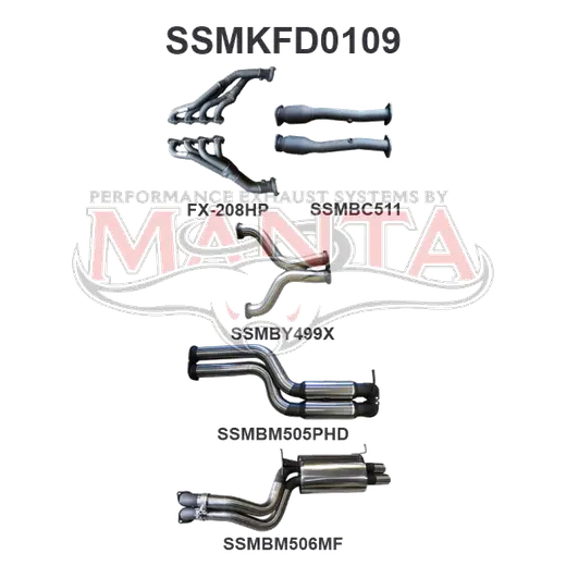 Ford BA BF V8 4V Sedan 3in Dual With Extractors Hotdog/Muffler product image