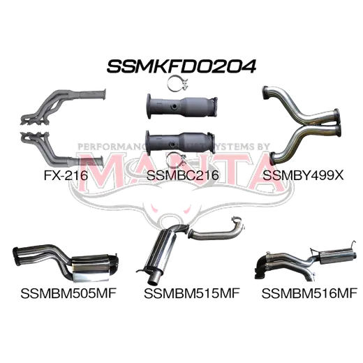 Ford FG GT 5.0L V8 Sedan 3in L & R With Extractors Muffler/Muffler product image