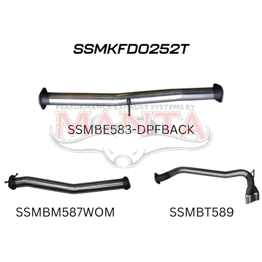 Ford PX2 & PX3 Ranger 3in DPF Back Without Muffler, Twin Tip Side Exit product image