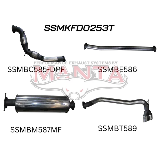 Ford PX2 & PX3 Ranger 3in Turbo Back With Cat & Muffler, Twin Tip Side Exit product image
