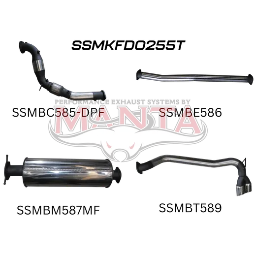 Ford PX2 & PX3 Ranger 3in Turbo Back Without Cat & With Muffler, Twin Tip Side Exit product image