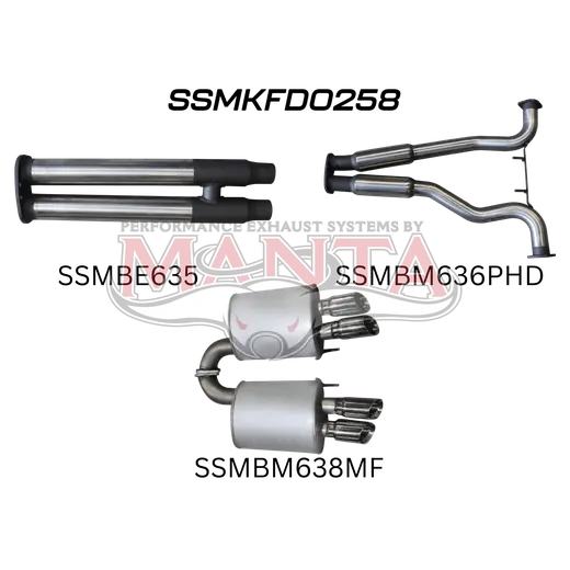 Mustang FN 5.0L V8 2018-23, 3in Dual Catback, Centre Hotdogs & Rear Mufflers 4in Quad Tips product image