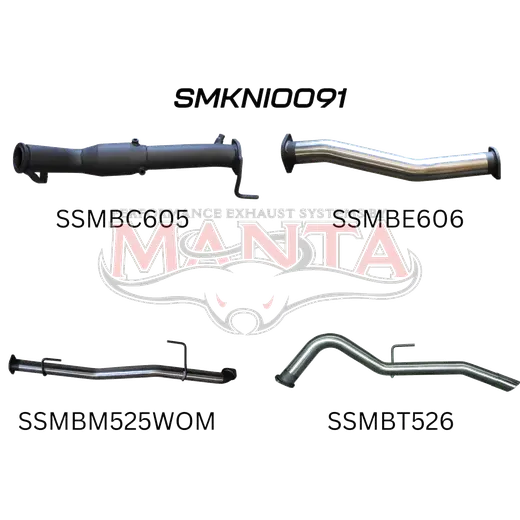 Nissan NP300 Navara 3in Turbo Back Exhaust System With Cat, WOM product image