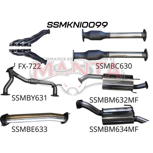 Nissan Patrol Y62 V8 5.6L Wagon 3in Full Exhaust System - Extractors, Hi Flow cats, muffler centre product image
