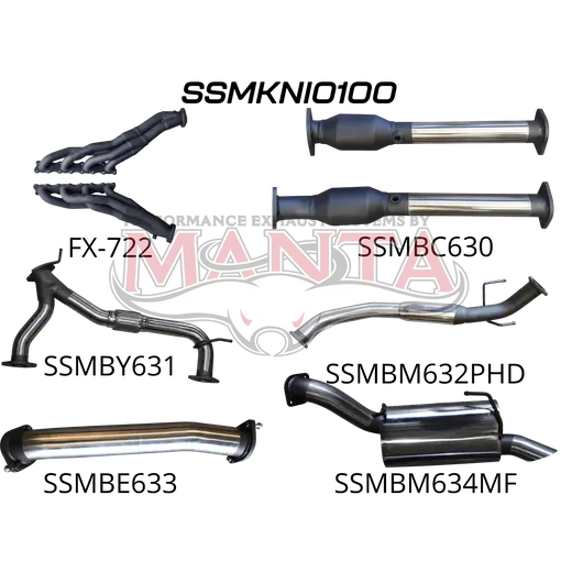 Nissan Patrol Y62 V8 5.6L Wagon 3in Full Exhaust System - Extractors, Hi Flow cats, hotdog centre product image