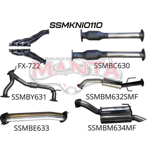Nissan Patrol Y62 V8 5.6L Wagon 3in Full System-Extractors, Hi Flow Cats, Medium, Sml Centre Muffler product image