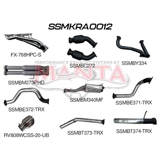 RAM TRX 6.2L V8 3in Twin Full Exhaust, Ceramic Coated Extractors, Cats, With 5in Black Tips product image
