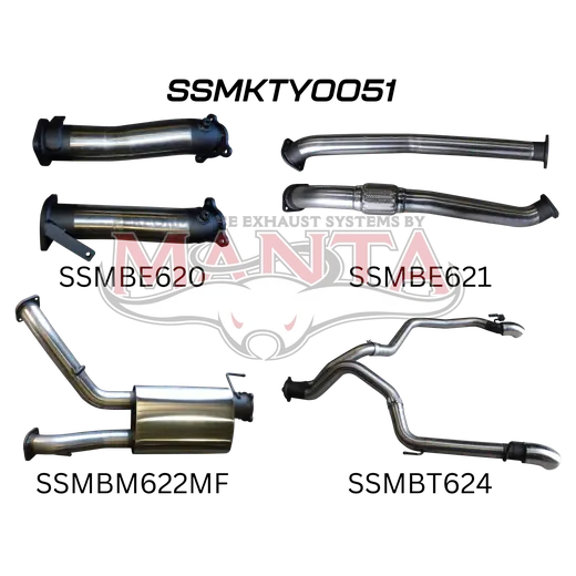 Toyota Landcruiser VDJ200 3in Dual NO Cat, W/Muffler, Exit L & R product image