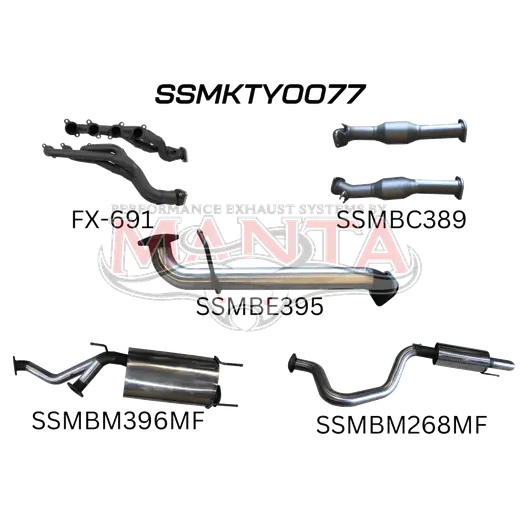 Toyota Landcruiser UZJ100 4.7L V8 Extractors, Cats & 3in Exhaust with Centre & Rear Muffler product image