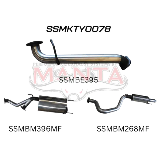 Toyota UZJ100 LANDCRUISER 4.7L V8 3in CAT-BACK EXHAUST WITH CENTRE & REAR MUFFLER product image